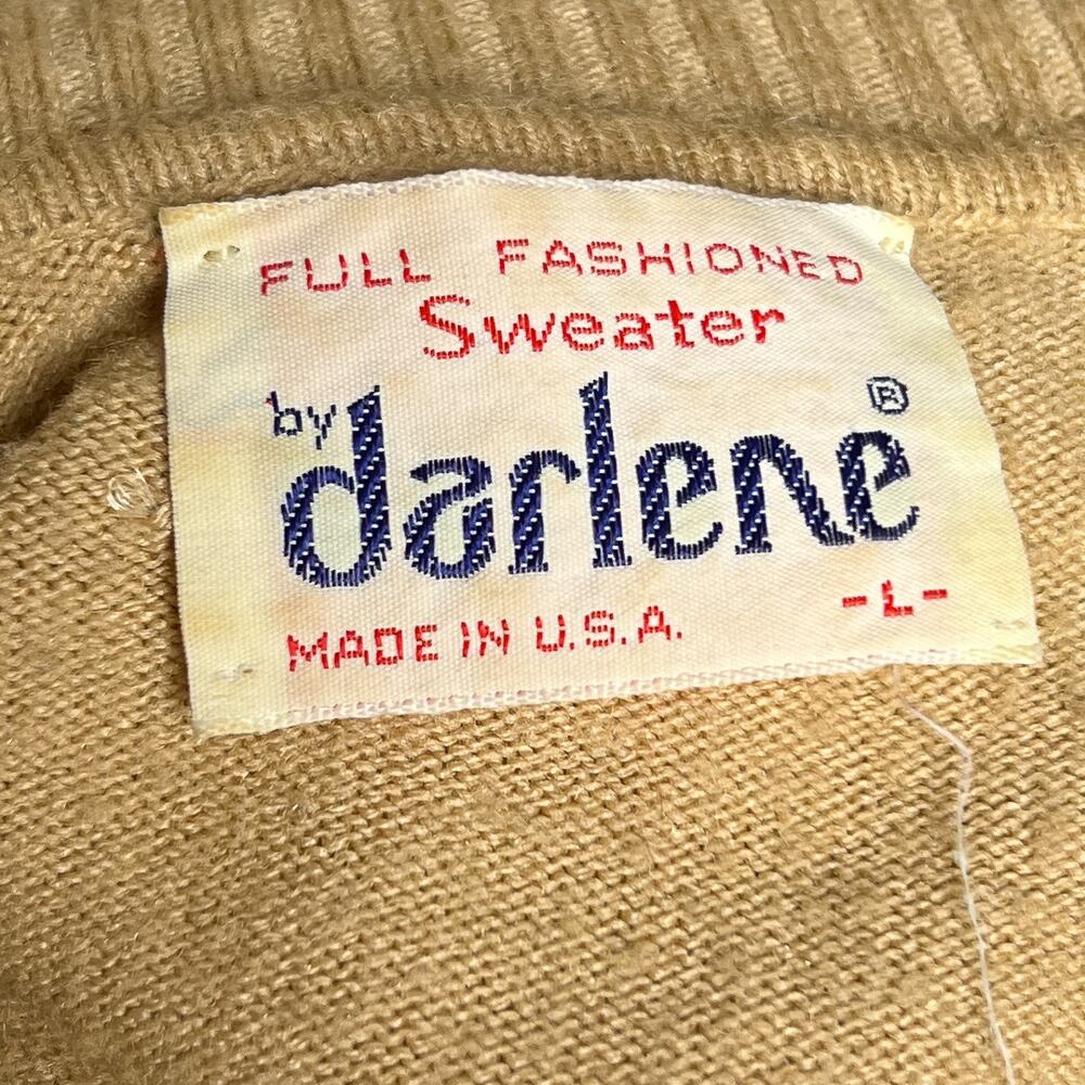 Vintage 60s by Darlene Turtleneck Sweater Tan Lightweight Retro Knit Classic Mod - Picture 2 of 10